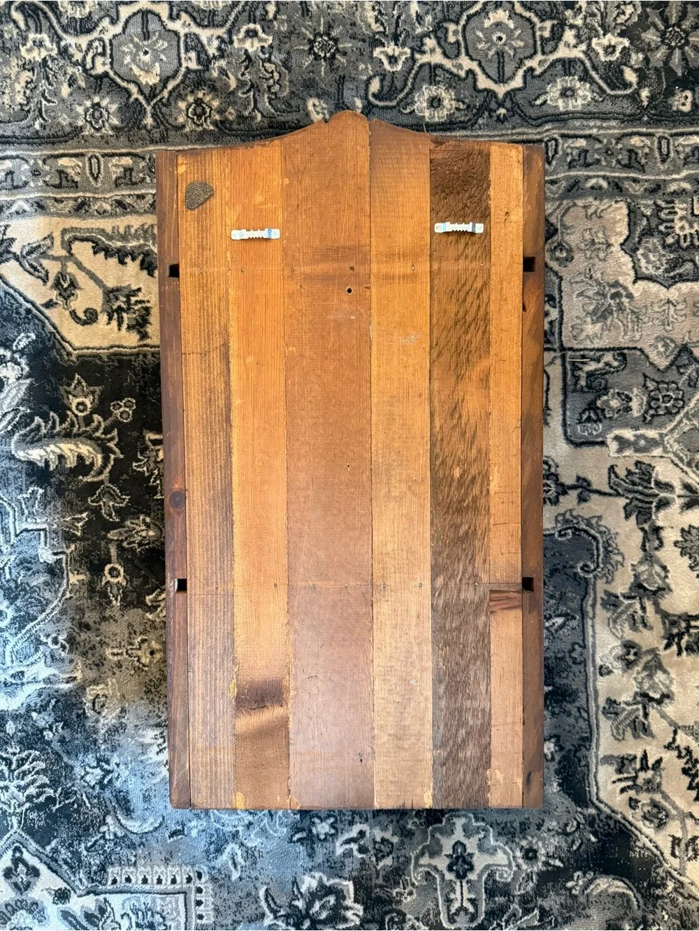Vtg Handmade Solid Wood Wall Cabinet Shelf with Mirror Country Cottage Farmhouse